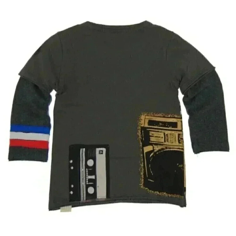 NWT Mini Shatsu Electric Boom Box Twofer Shirt Long sleeve Toddler Boy 2T - Picture 2 of 11